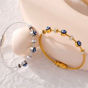 Elegant Gold and Silver Evil Eye Bracelets
